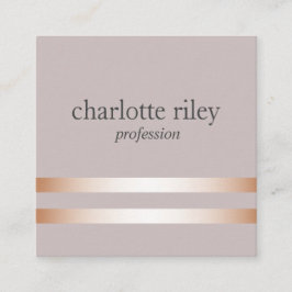 Braungrau | Gold Streifen der doppelten Rose Stilv Quadratische Visitenkarte