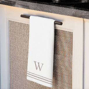 Braungrau   Seilstreifen Monogramm Geschirrtuch