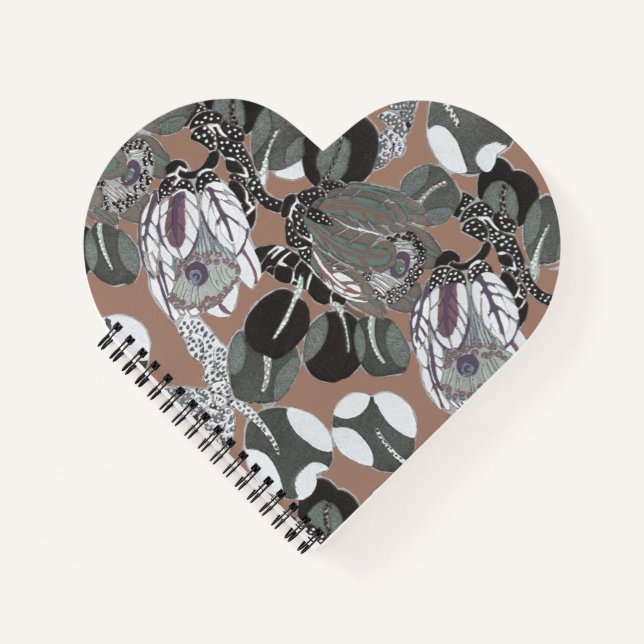 Braungraues Blumenmuster Notizbuch (Vorderseite)