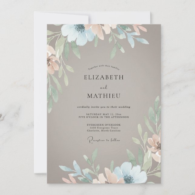 Braungrüne Blätterhochzeit Einladung (Vorderseite)