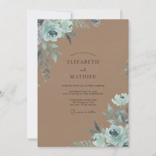 Braungrüne Meeresschaum-Blüten-Hochzeit Einladung