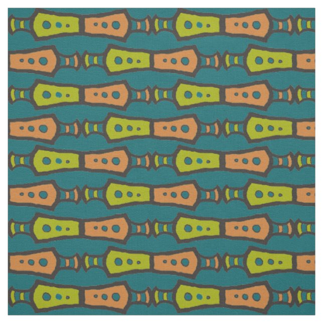 Braungrünes Aquamarines Schwarzes Tribal-Muster Stoff (Muster)