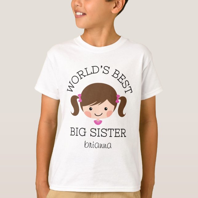 Braunhaar der Weltbestes großen Schwester T-Shirt (Vorderseite)