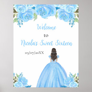 Braunhaar Prinzessin Blau Sweet Sixteen Willkommen Poster