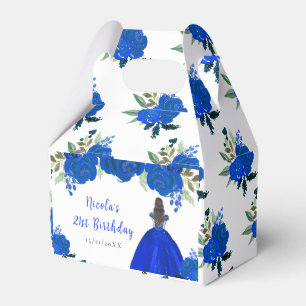 Braunhaar Prinzessin Blaue Florale Geburtstagsfeie Geschenkschachtel