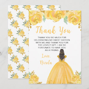 Braunhaar Prinzessin Gold Blumen Sweet Sixteen  Dankeskarte