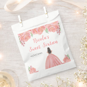 Braunhaar Prinzessin Pinke Blumen Sweet Sixteen  Geschenktütchen