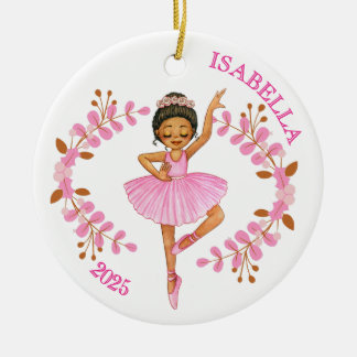 Braunhaarige Ballerina Keramik Ornament
