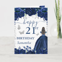 Braunhaarige Prinzessin Navy Blaues Kleid Geburtst