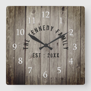 Braunholz-Bauernhof Familienname Quadratische Wanduhr