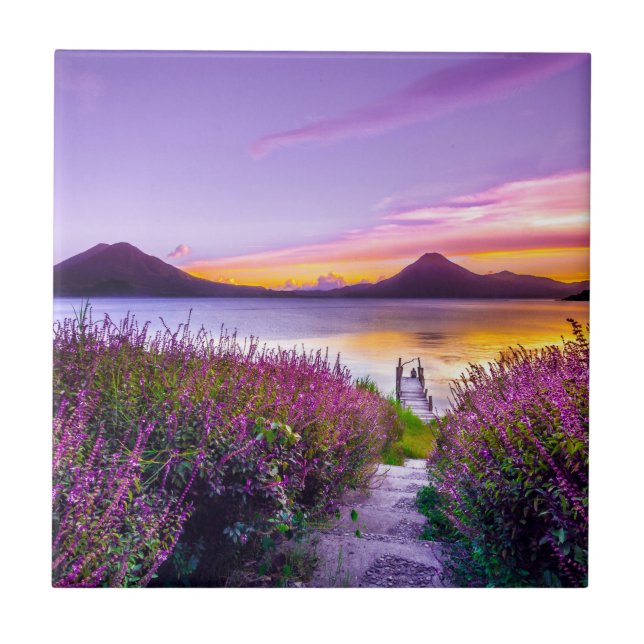 Braunhölzern zwischen Lavendelfeld und Blume Fliese (Vorderseite)