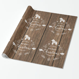 Braunholzplanken, weiße Weihnachtsschmuck Geschenkpapier