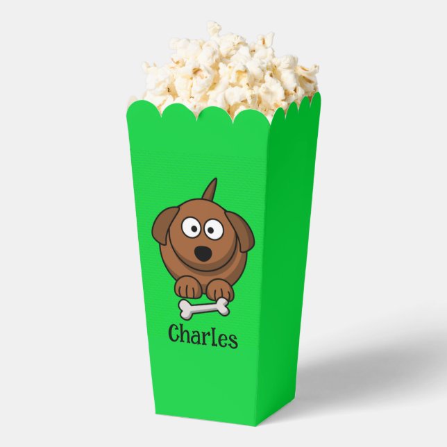 Braunhund mit Knochen, auf grün personalisiert Geschenkschachtel (Geplatzt)