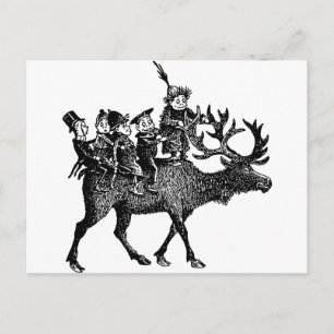 Braunies auf Rentieren reitend Postkarte