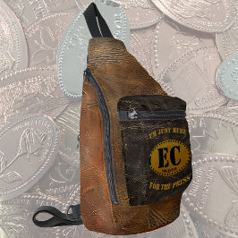 Braunleder-Nachahmung länglicher Münzen Sammler Crossbody Bag