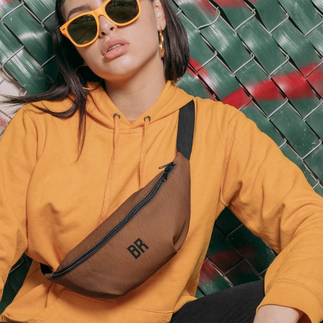 Braunleder Vintag Altes einfaches Monogramm Bauchtasche (Von Creator hochgeladen)