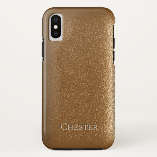 Braunleder wie Textur Personalisiert iPhone X Hülle