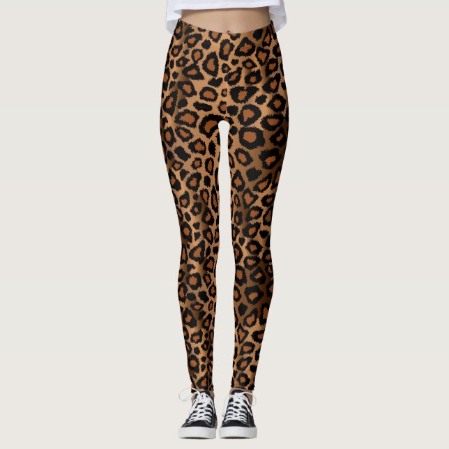 Braunleopard Tierhaut Leggings (Vorderseite)
