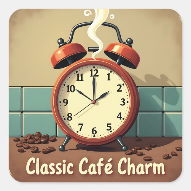 Bräunliche Farben: Kaffeeaufkleber Quadratischer Aufkleber (Vorderseite)