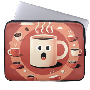 Bräunliche Niedliche Cartoon Kaffeetassen Laptopschutzhülle