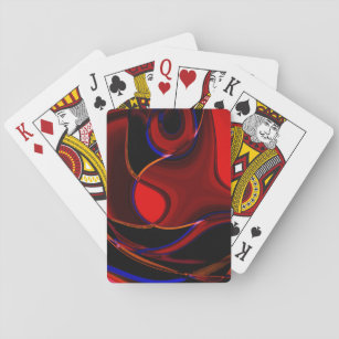 Bräunliche rote Kurven und Flecken mit blauen Lini Spielkarten