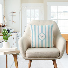 Bräunliche Streifen in Vintagem, blassblauem Blau Kissen