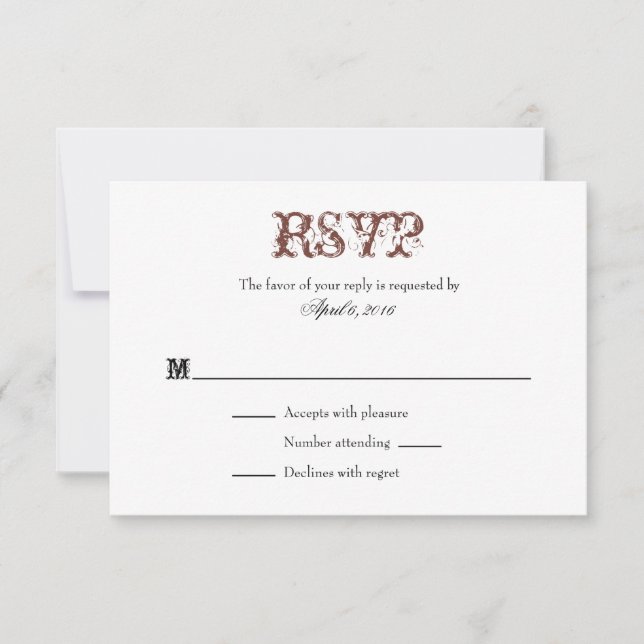 Bräunliche weiße Schlichte einfache Hochzeitskarte RSVP Karte (Vorderseite)