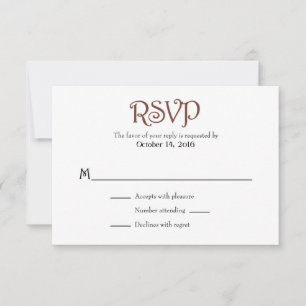 Bräunliche weiße Schlichte einfache Hochzeitskarte RSVP Karte