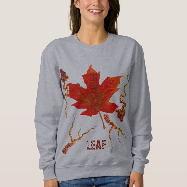 Bräunliches und grünes Leaf Women Basic Sweatshirt (Vorderseite)