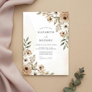 Braunmalerische Blumige Hochzeit Einladung