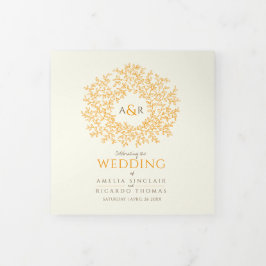 Braunorange Monogramm Widmung Foto Hochzeit Dreifach-gefaltete Programmkarte