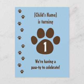 Braunpaw-Druck am Blue Birthday Einladung