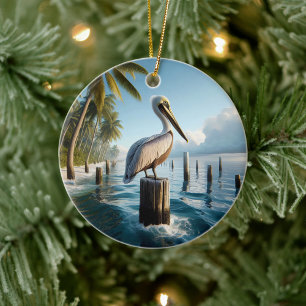 Braunpelikan-Andenken Keramik Ornament
