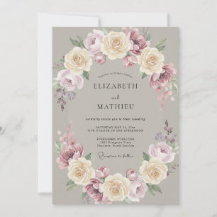 Braunromantische Vintage-Hochzeit Einladung