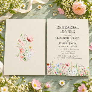 Braunrosa Aquarell Wildblumen Probeessen Einladung