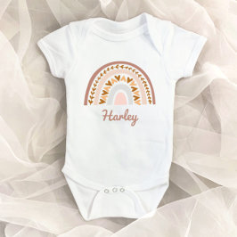 Braunrosa Boho Rainbow-Individuelle Name Monogramm Baby Strampler