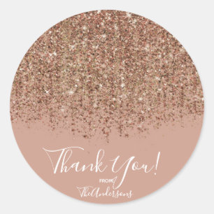 Braunrosa & Bronzegold Glitter Glam Geschenktüte Runder Aufkleber