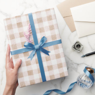 Braunrosa Creme Karo Streifen Junggesellinnenabsch Geschenkpapier