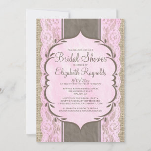 Braunrosa Leinen Jute Hochzeitseinladungen Einladung