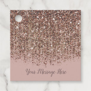 Braunrosa Rose Bronzengold Glitter Glamour Geschenkanhänger
