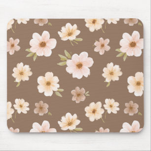 Braunrosé-Cream Floral Mousepad