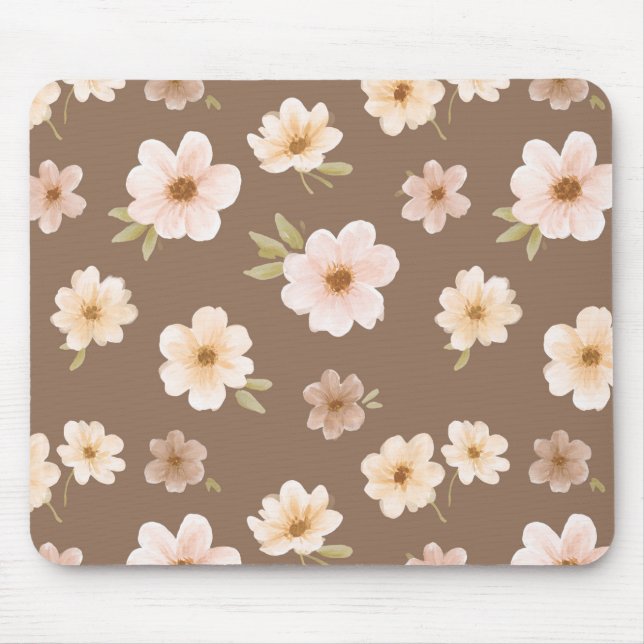Braunrosé-Cream Floral Mousepad (Vorne)