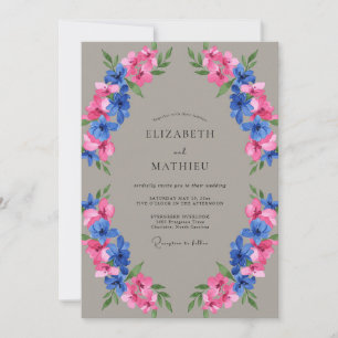 Braunrote Azurblaue Gemalte Hochzeit Einladung