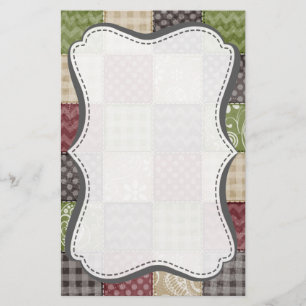 Braunrote, braune, beige und grüne Patchwork-Optik Briefpapier