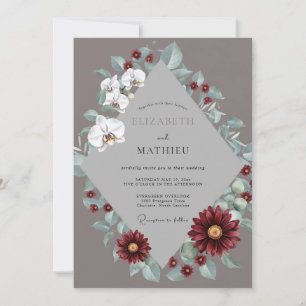 Braunrote Orchideen-Hochzeit Einladung