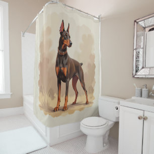 Braunroter Dobermann Pinscher Hund Duschvorhang