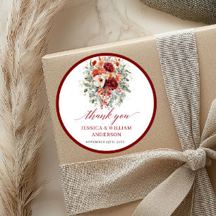 Braunroter Herbst Burgunder Hochzeitsaufkleber Runder Aufkleber