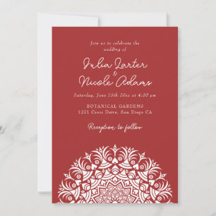 Braunrotes abstraktes Mandala-Hochzeit von Auburn Einladung