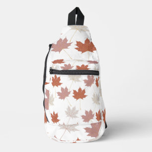 Braunrotes herbstliches Blumenblatt Y2K-Muster Crossbody Bag