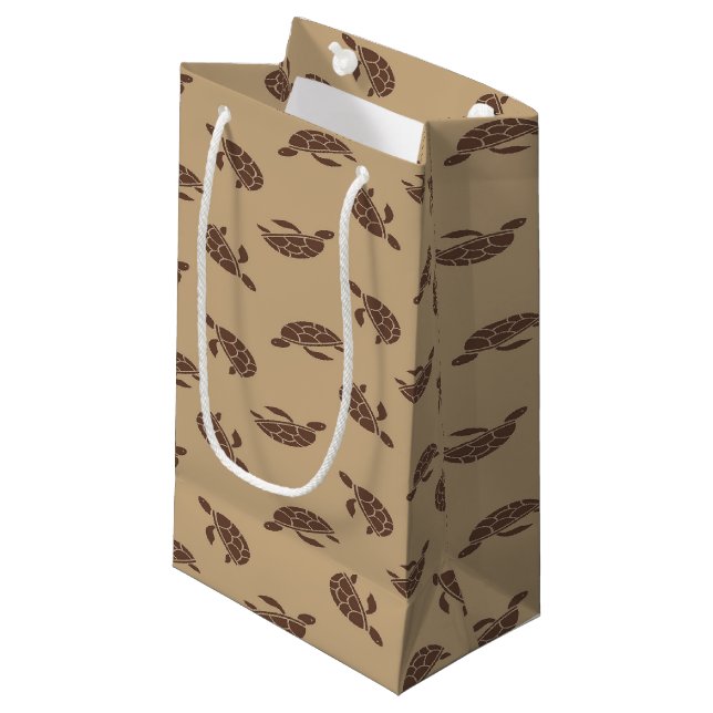 Braunschildkröte-Silhouette Kleine Geschenktüte (Vorderseite Schrägansicht)